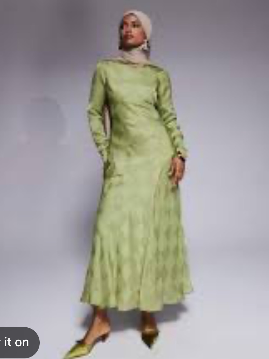 Olive Green Long Sleeve Midi Dress